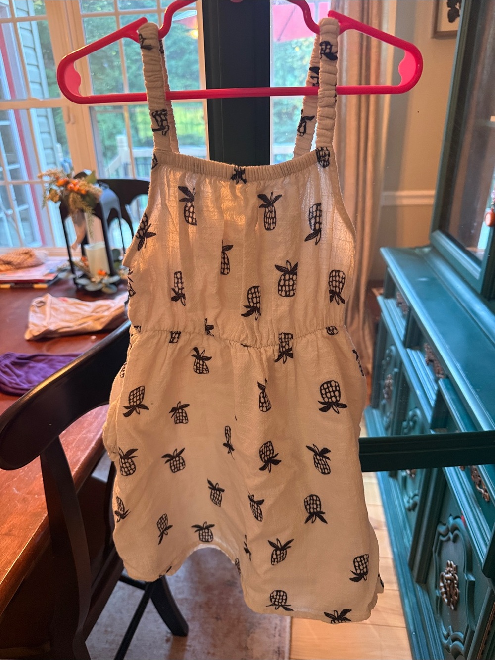 Cat & Jack White Sundress with Navy Pineapple Print